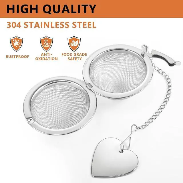 Alt view image 5 of 7 - Tea Infuser for Loose Leaf Tea 2 Pack 2" 304 Stainless Steel Tea Strainer Ball with Bonus Tea Scoop Clip Extra Fine Mesh, Rustproof, Easy to Clean DIKSEFN