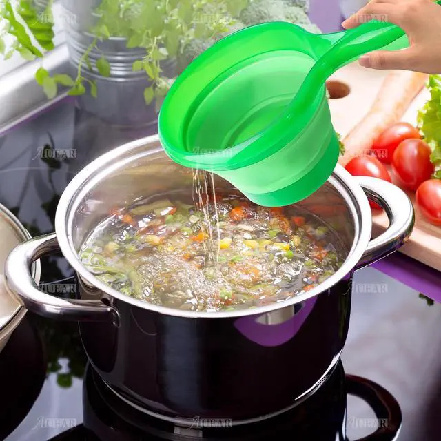 Alt view image 5 of 7 - AUEAR, Folding Water Ladle Collapsible Spoon Cup for Kitchen Ladles Bathroom Washing Green Scoop