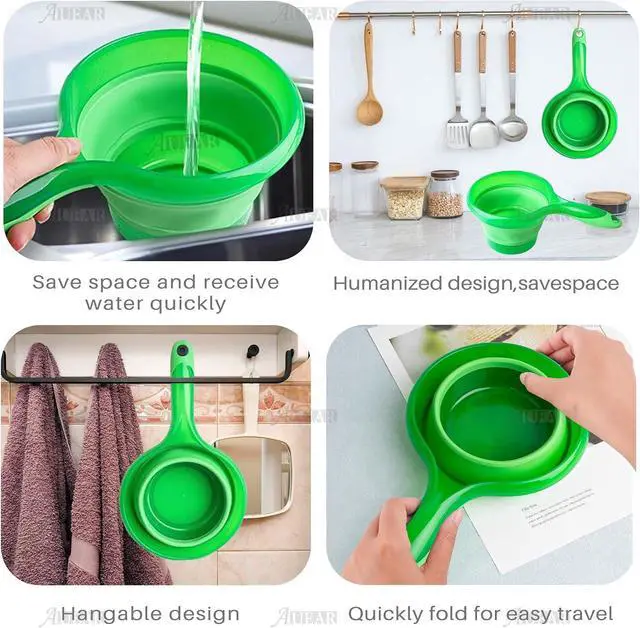 Alt view image 3 of 7 - AUEAR, Folding Water Ladle Collapsible Spoon Cup for Kitchen Ladles Bathroom Washing Green Scoop
