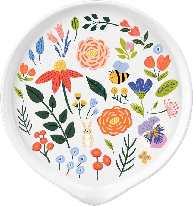 Main image of Ceramic Spoon Rest for Stove Top Cute Spoon Rest for Kitchen Counter | Floral Spoon Holder for Stove, Cute Kitchen Decor and Accessories, Coffee Spoon Rest for Coffee Bar Accessories, 1Pack