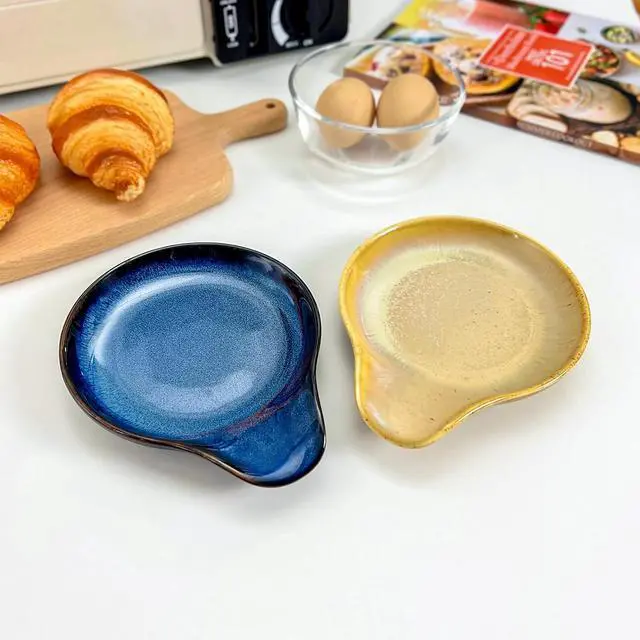 Alt view image 6 of 7 - Farmhouse Ceramic Spoon Rests Holder,Coffee Spoon,Cooking Utensil,Ladles, Tong for Kitchen Counter Stove Top (Ocean Blue)