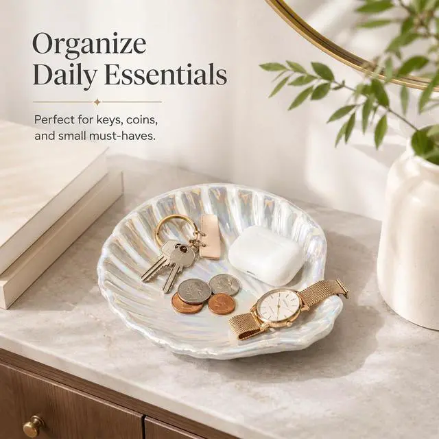 Alt view image 6 of 7 - Ceramic Spoon Rest, Cute Coffee Spoons Holder for Kitchen Counter (Shell) | Ceramic Tray for Spoons, Spatulas, Tea Bag, Jewelry and Small Items, Ideal for Kitchens, Coffee Bars Station and Gifts