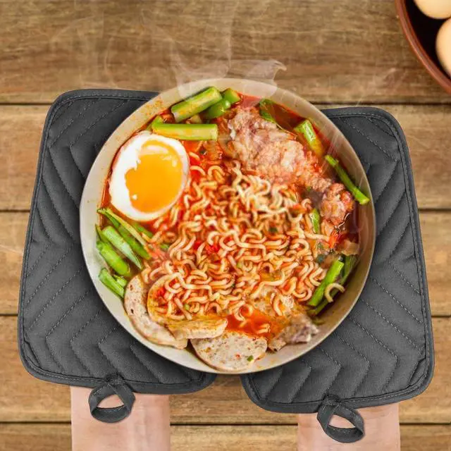Alt view image 4 of 7 - 5Pack Pocket Pot Holders Cotton Heat Resistant Potholder Multipurpose Hot Pads Machine Washable Oven Mitts Cooking Pads Bulk for Daily Kitchen Baking and Cooking 8.9 x 6.9 Inch Grey