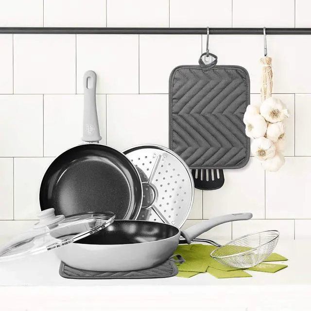 Alt view image 6 of 7 - 5Pack Pocket Pot Holders Cotton Heat Resistant Potholder Multipurpose Hot Pads Machine Washable Oven Mitts Cooking Pads Bulk for Daily Kitchen Baking and Cooking 8.9 x 6.9 Inch Grey