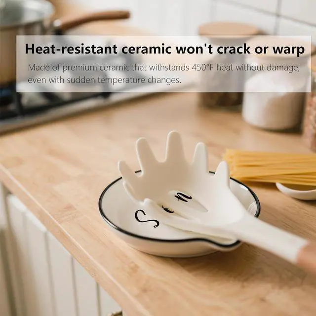 Alt view image 5 of 7 - Ceramic Spoon Rest for Stove Top, Coffee Spoon Holder for Kitchen | Heat resistant Spoon Rest for Kitchen Counter, Cooking Spoon Holder, Dishwasher Safe
