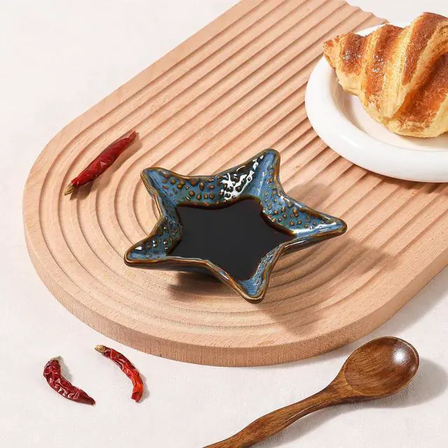 Alt view image 7 of 7 - Ceramic Coffee Spoon Rest, Cute Small Knife Fork Teaspoon Stirrers Holder | Starfish Shaped Mini Tea Spoons Rest for Coffee Bar Dining Table Coffee Station Decor Jewelry Dish (Blue)