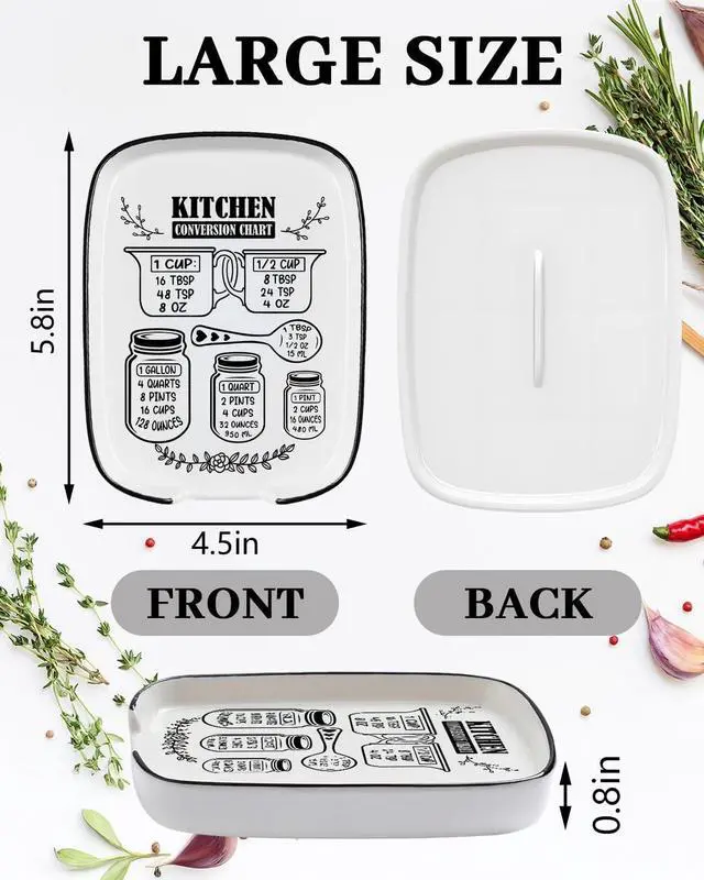 Alt view image 2 of 7 - Ceramic Spoon Rest Spoon Holder for Stove Top Kitchen Counter Kitchen Decor | Funny Large Cooking Utensil Rest, Kitchen Gadget Spatula Ladle Holder, Farmhouse Kitchen Accessories Conversion Chart