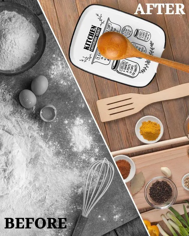 Alt view image 7 of 7 - Ceramic Spoon Rest Spoon Holder for Stove Top Kitchen Counter Kitchen Decor | Funny Large Cooking Utensil Rest, Kitchen Gadget Spatula Ladle Holder, Farmhouse Kitchen Accessories Conversion Chart