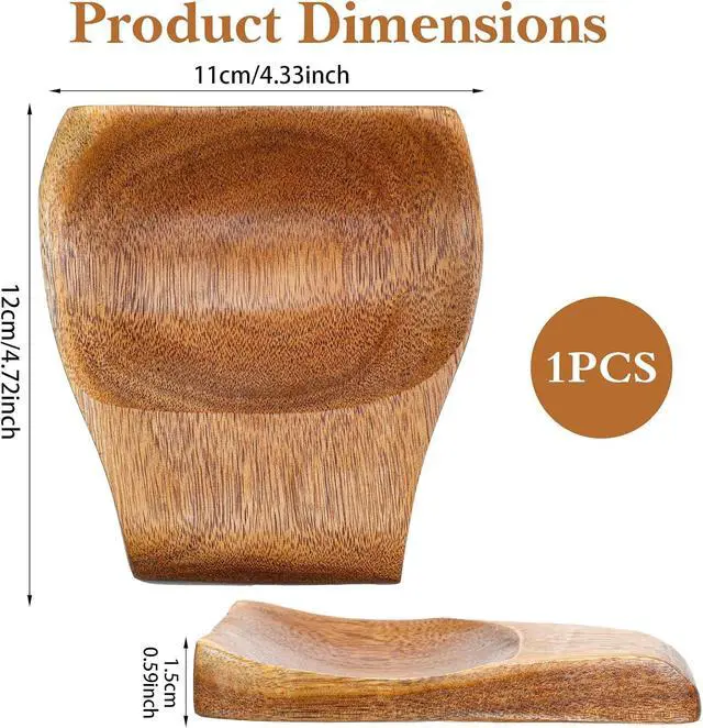 Alt view image 4 of 7 - Acacia Wooden Spoon Rest Holder, Wooden Spoon Rest for Stove Top Heat-Resistant Spoons Rests Smooth Spoons Holder for Kitchen Counter Spatula, Ladles, Forks, Tongs Rests