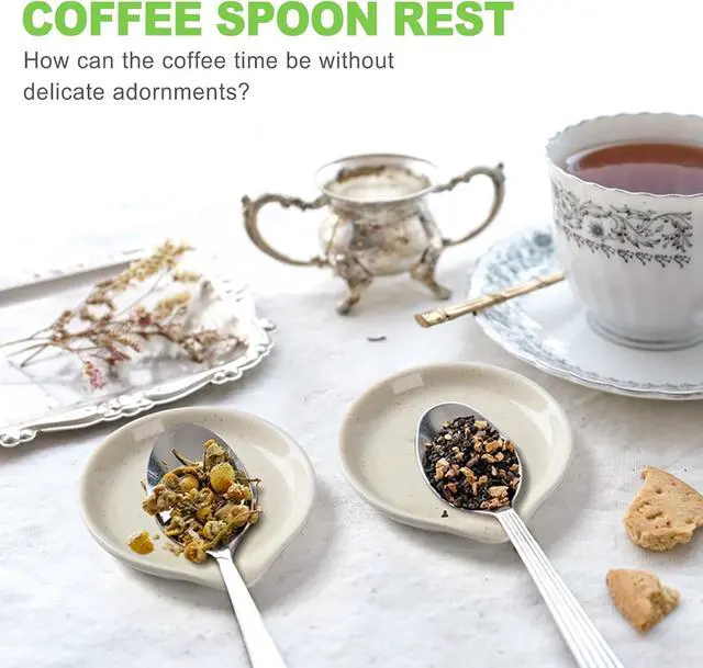 Alt view image 4 of 6 - 1 Pcs Coffee Spoon Rest - Tea Spoon Holder, Ceramic Coffee Bar Accessories, Small Spoon Rest for Teaspoon, Stirring Spoon Organizer