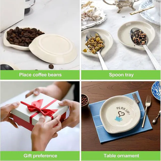Alt view image 6 of 6 - 1 Pcs Coffee Spoon Rest - Tea Spoon Holder, Ceramic Coffee Bar Accessories, Small Spoon Rest for Teaspoon, Stirring Spoon Organizer