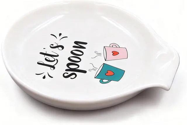 Main image of Lets Spoon Ceramic Spoon Rest for Coffee Bar & Kitchen | 3.5 x 3.9 Inch Small Spoon Holder for Stovetop, Cute Coffee Accessory & Housewarming Gift