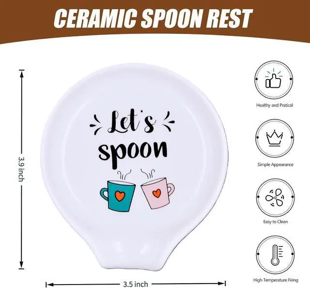 Alt view image 2 of 7 - Lets Spoon Ceramic Spoon Rest for Coffee Bar & Kitchen | 3.5 x 3.9 Inch Small Spoon Holder for Stovetop, Cute Coffee Accessory & Housewarming Gift