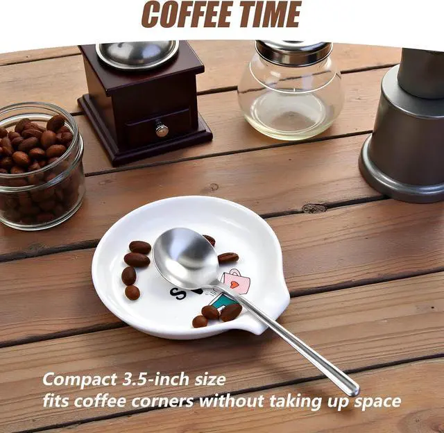 Alt view image 5 of 7 - Lets Spoon Ceramic Spoon Rest for Coffee Bar & Kitchen | 3.5 x 3.9 Inch Small Spoon Holder for Stovetop, Cute Coffee Accessory & Housewarming Gift