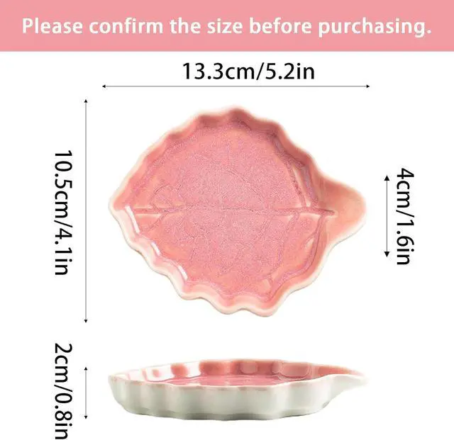 Alt view image 7 of 7 - Mecaikru Ceramic Leaf Spoon Rest for Stove Top and Kitchen Counter | Raised wavy edges catch sauce, oil and food drips to help keep your stove top and kitchen counter clean while cooking.
