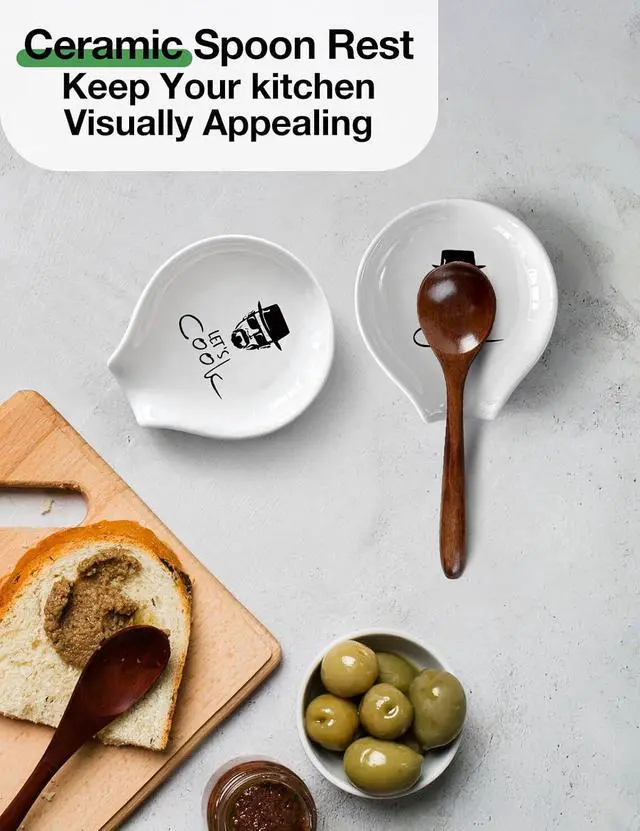 Alt view image 2 of 6 - Funny Lets Cook Coffee Spoon Holder Kitchen Spoon Rest, Coffee Station Decor Coffee Bar Accessories, Gift for Coffee Lovers, Women, Chef and Men