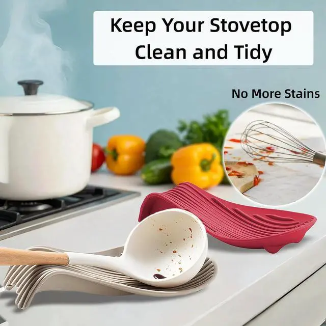 Alt view image 2 of 7 - "Deck Chair" Spoon Rest, Silicone Utensil Holder for Stove, Black | Food-grade Silicone, Large Enough for Spatulas Ladles Tongs etc., Heat-resistant, Non-slip, Unbreakable, Dishwasher Safe