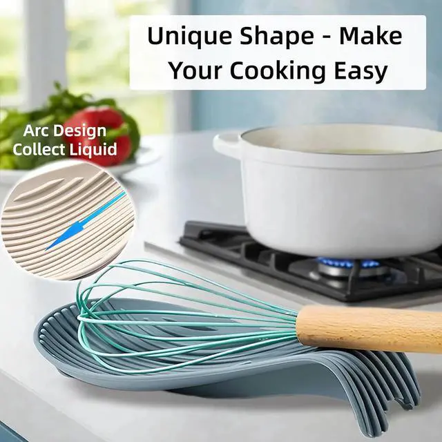 Alt view image 4 of 7 - "Deck Chair" Spoon Rest, Silicone Utensil Holder for Stove, Black | Food-grade Silicone, Large Enough for Spatulas Ladles Tongs etc., Heat-resistant, Non-slip, Unbreakable, Dishwasher Safe