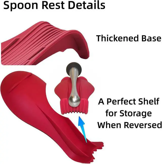 Alt view image 5 of 7 - "Deck Chair" Spoon Rest, Silicone Utensil Holder for Stove, Black | Food-grade Silicone, Large Enough for Spatulas Ladles Tongs etc., Heat-resistant, Non-slip, Unbreakable, Dishwasher Safe