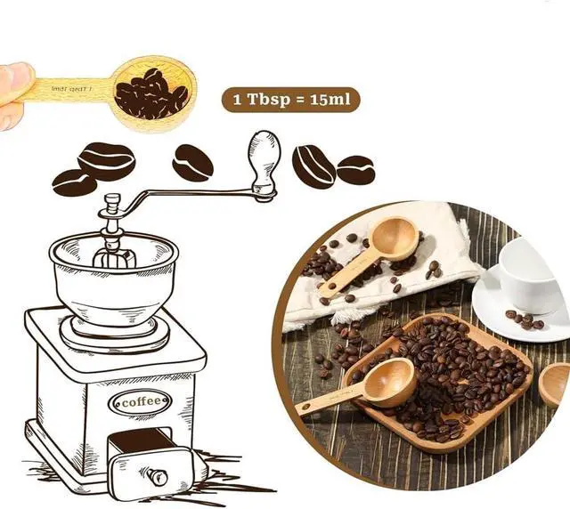 Alt view image 5 of 6 - Beech Wooden Coffee Scoop - 15ml Tablespoon Measuring Spoon for Coffee Grounds, Whole Beans, or Tea - Home Kitchen Accessories (1 Pack)