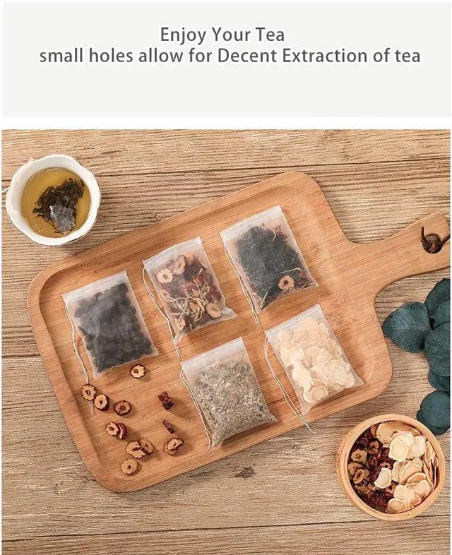 Alt view image 4 of 5 - 50 Pcs Tea Filter Bags Disposable Tea Bags for Loose Tea Herb Spice Empty Mesh Small Drawstring Seal Infuser Strainer Diy Bath Tea Bags Sachets (2.36x3.1inch)