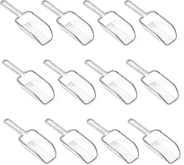 Main image of 12 Pcs Mini Acrylic Plastic Kitchen Scoops 4.3" Multi Purpose Ice Scoops Acrylic Scoop for Canisters for Christmas Popcorn Food Ice Cream Dessert Canisters Jars Buffet Kitchen Bar Wedding Party