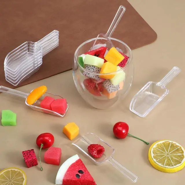 Alt view image 7 of 7 - 12 Pcs Mini Acrylic Plastic Kitchen Scoops 4.3" Multi Purpose Ice Scoops Acrylic Scoop for Canisters for Christmas Popcorn Food Ice Cream Dessert Canisters Jars Buffet Kitchen Bar Wedding Party