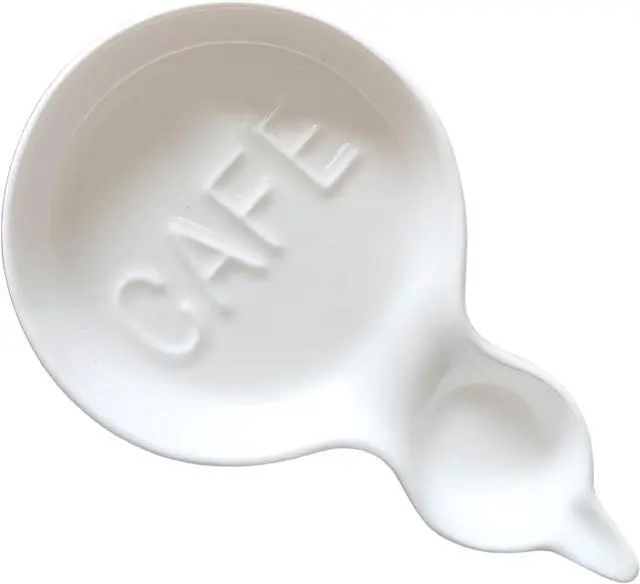 Main image of Coffee Spoon Rest for Coffee Bar Accessories, Small Spoon Rest for Coffee Station, Ceramic Tea Spoon Teaspoon Rest Teaspoon Holder (White, CAFE Pattern)