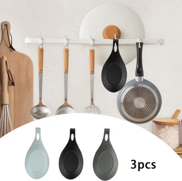 Alt view image 4 of 5 - 3 Pack Small Silicone Spoon Holder, Silicone Spoon Rest for Stove Top, Heat Resistant Cooking Spoon Holder for Kitchen Counter, Coffee Spoon Rest