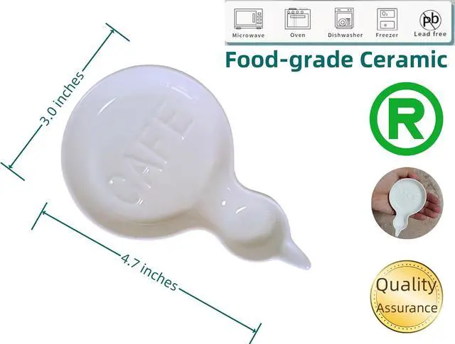 Alt view image 5 of 7 - Coffee Spoon Rest for Coffee Bar Accessories, Small Spoon Rest for Coffee Station, Ceramic Tea Spoon Teaspoon Rest Teaspoon Holder (White, CAFE Pattern)