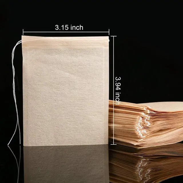 Alt view image 2 of 7 - 100PCS Tea Filter Bags, Disposable Tea Bags for Loose Leaf Tea, Drawstring Empty Tea Infuser, BetyBedy Tea Steeper, Natural Unbleached Wood Pulp Paper Material, 1-Cup Capacity3.15 x 3.94 inch