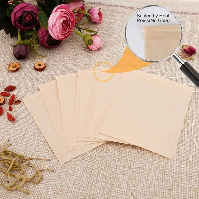 Alt view image 3 of 7 - 100PCS Tea Filter Bags, Disposable Tea Bags for Loose Leaf Tea, Drawstring Empty Tea Infuser, BetyBedy Tea Steeper, Natural Unbleached Wood Pulp Paper Material, 1-Cup Capacity3.15 x 3.94 inch