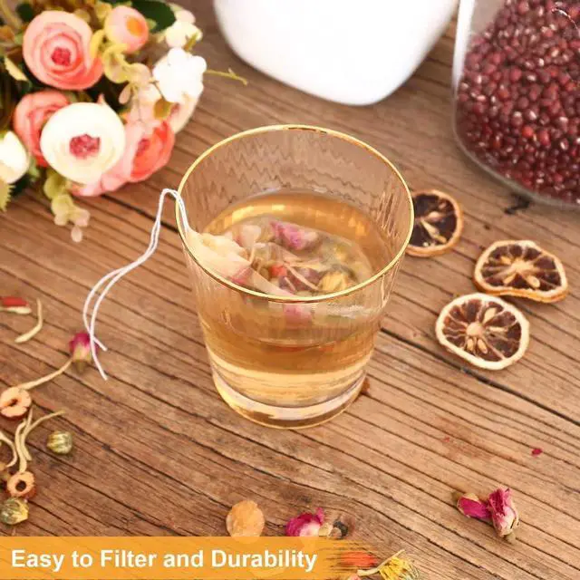 Alt view image 6 of 7 - 100PCS Tea Filter Bags, Disposable Tea Bags for Loose Leaf Tea, Drawstring Empty Tea Infuser, BetyBedy Tea Steeper, Natural Unbleached Wood Pulp Paper Material, 1-Cup Capacity3.15 x 3.94 inch