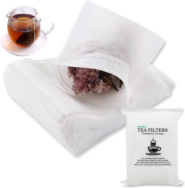 Main image of 200 Pcs Disposable Tea Bags for Loose Leaf Tea, Empty Tea Bags for Loose Tea with Drawstring, Natural Tea Filter Bags