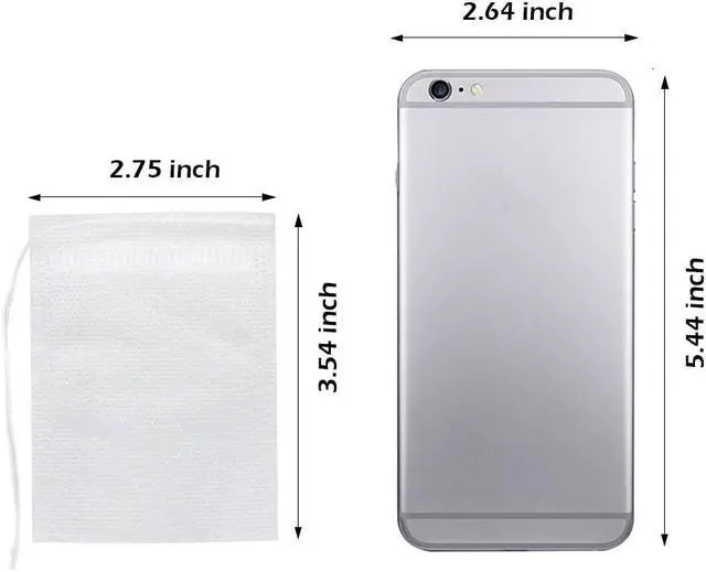 Alt view image 2 of 7 - 200 Pcs Disposable Tea Bags for Loose Leaf Tea, Empty Tea Bags for Loose Tea with Drawstring, Natural Tea Filter Bags