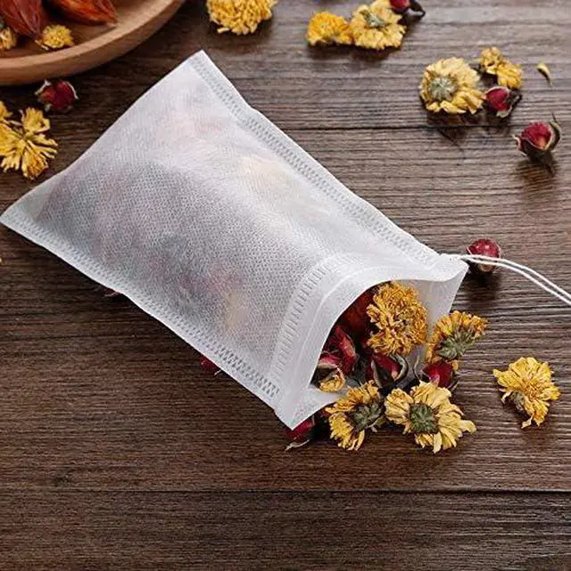 Alt view image 3 of 7 - 200 Pcs Disposable Tea Bags for Loose Leaf Tea, Empty Tea Bags for Loose Tea with Drawstring, Natural Tea Filter Bags