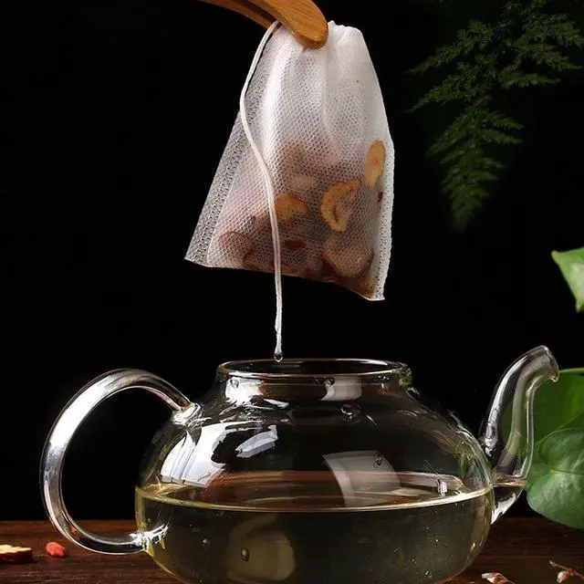 Alt view image 5 of 7 - 200 Pcs Disposable Tea Bags for Loose Leaf Tea, Empty Tea Bags for Loose Tea with Drawstring, Natural Tea Filter Bags