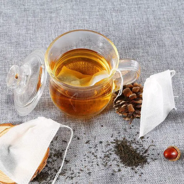 Alt view image 7 of 7 - 200 Pcs Disposable Tea Bags for Loose Leaf Tea, Empty Tea Bags for Loose Tea with Drawstring, Natural Tea Filter Bags