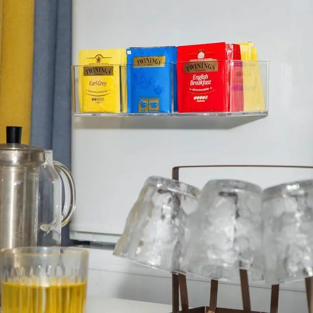 Alt view image 5 of 7 - Tea Bag Organizer, Clear Tea Bag Holder with 3 Slots, Tea Organizer | Tea Holder, Tea Organizers and Storage, Holds up to 60 Tea Bags, Tea Bag Storage for Drawer, Kitchen, Cabinet Countertop