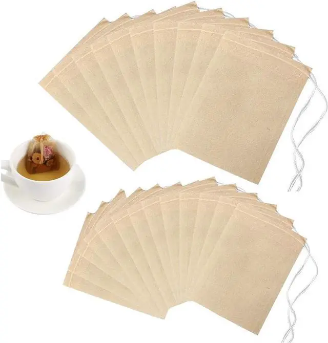 Main image of 200 Pcs Loose Leaf Tea Bags, Disposable Tea Filter Bags with Drawstring | Unbleached Tea Bags for Loose Tea and Coffee (3.54x2.75 inch/1.96x2.75 inch)