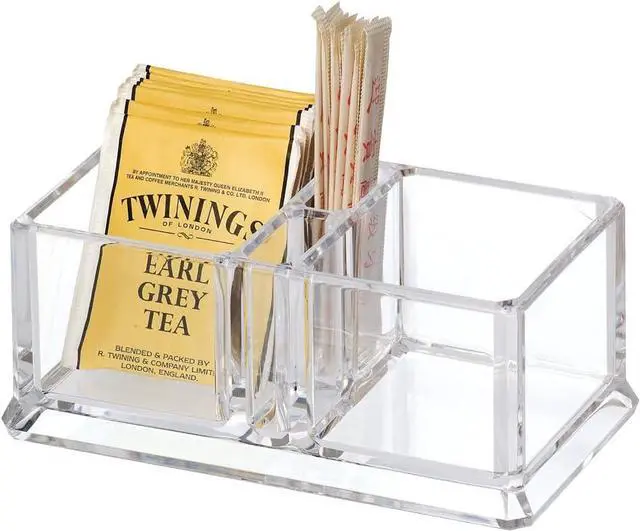 Main image of Clear Acrylic Two Lattices Tea Bags Holder Coffee Sugar Bag Case Guest Room Storage Boxes YTBH-001