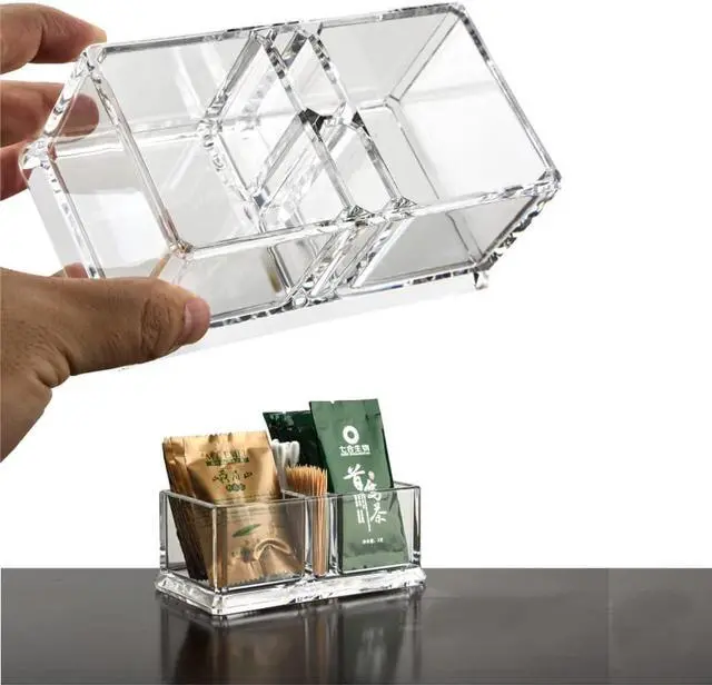 Alt view image 3 of 7 - Clear Acrylic Two Lattices Tea Bags Holder Coffee Sugar Bag Case Guest Room Storage Boxes YTBH-001