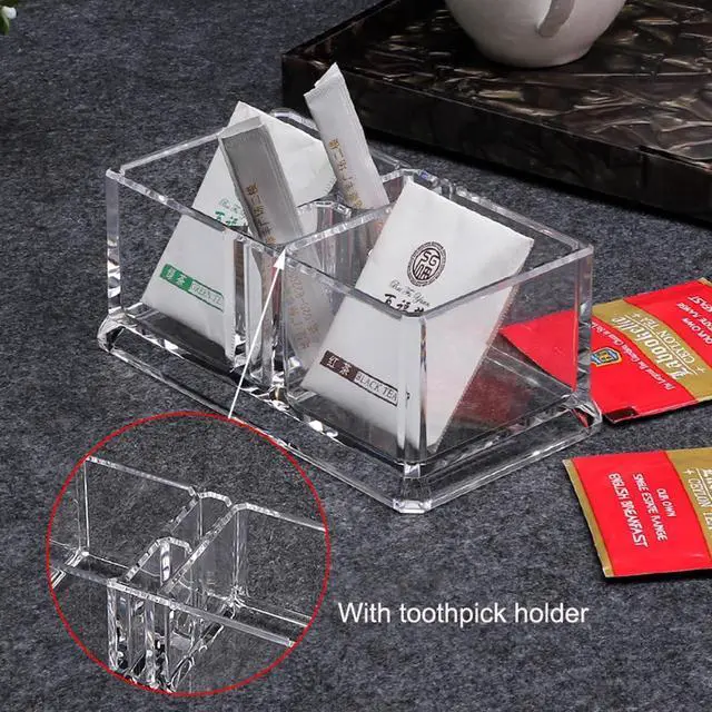 Alt view image 4 of 7 - Clear Acrylic Two Lattices Tea Bags Holder Coffee Sugar Bag Case Guest Room Storage Boxes YTBH-001