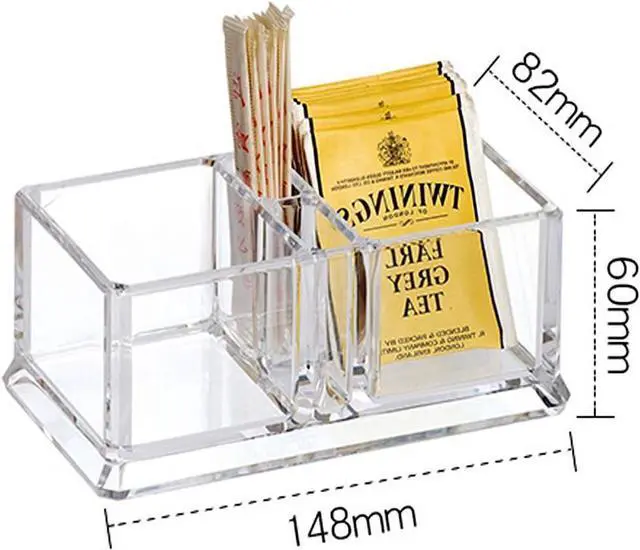 Alt view image 7 of 7 - Clear Acrylic Two Lattices Tea Bags Holder Coffee Sugar Bag Case Guest Room Storage Boxes YTBH-001