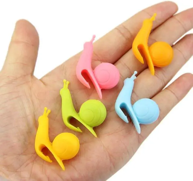 Alt view image 4 of 7 - 10-Pack Silicone Snail Tea Bag Clips - Cute Colorful Cup Edge Holders for Tea Bags