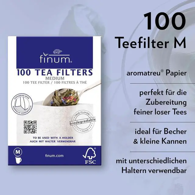Alt view image 2 of 6 - Finum Disposable Paper Tea Filter Bags for Loose Tea, White, Medium, 100 Count