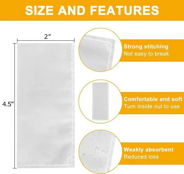Alt view image 2 of 6 - CARGEN 2 x 4.5 Inch Nylon Mesh Tea Filter Bags 10 Count 90 Micron | Fine nylon mesh tea filter bags with precise micron filtration, durable stitching and consistent flow for brewing
