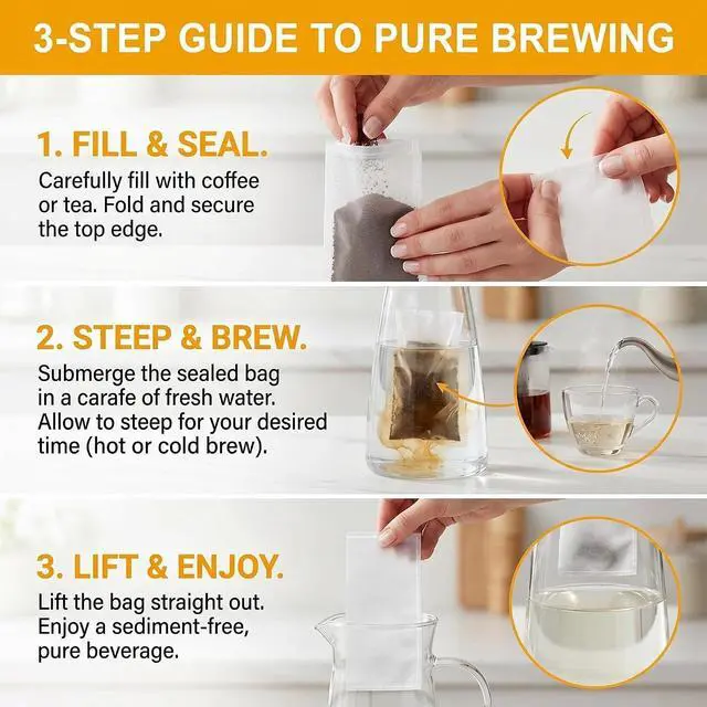 Alt view image 5 of 6 - CARGEN 2 x 4.5 Inch Nylon Mesh Tea Filter Bags 10 Count 90 Micron | Fine nylon mesh tea filter bags with precise micron filtration, durable stitching and consistent flow for brewing
