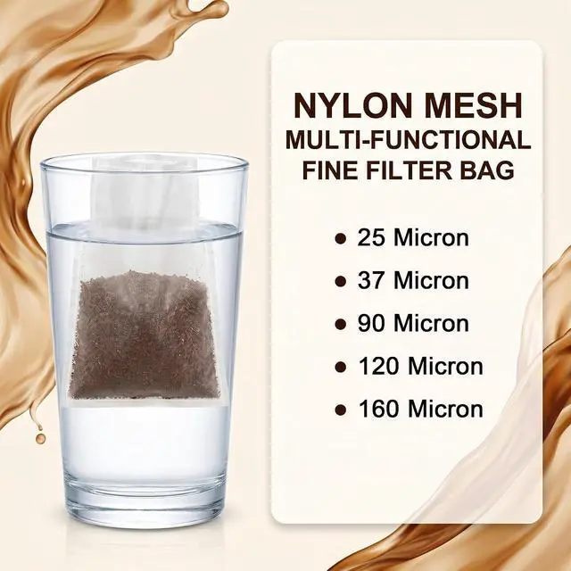 Alt view image 6 of 6 - CARGEN 2 x 4.5 Inch Nylon Mesh Tea Filter Bags 10 Count 90 Micron | Fine nylon mesh tea filter bags with precise micron filtration, durable stitching and consistent flow for brewing