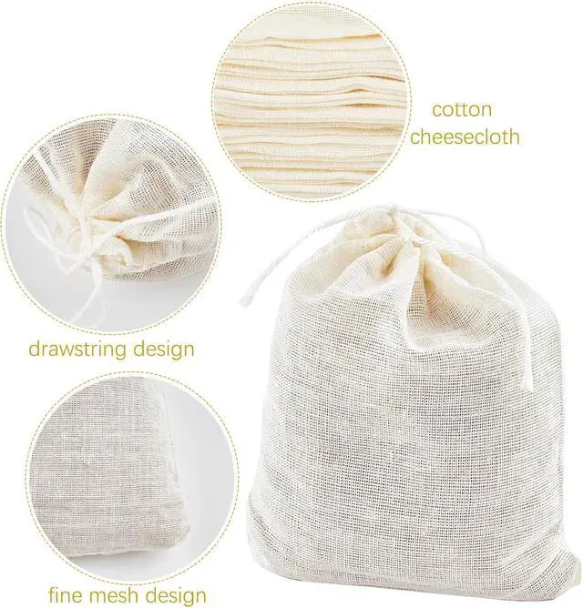 Alt view image 3 of 7 - TUZAZO 24 Pcs Muslin Bags with Drawstring 3 x 4 inch, Reusable Tea Bags for Loose Leaf Tea, Natural Cotton Unbleached Cheesecloth Small Spice Bag for Cooking Soup Herb Sachet Bag Empty